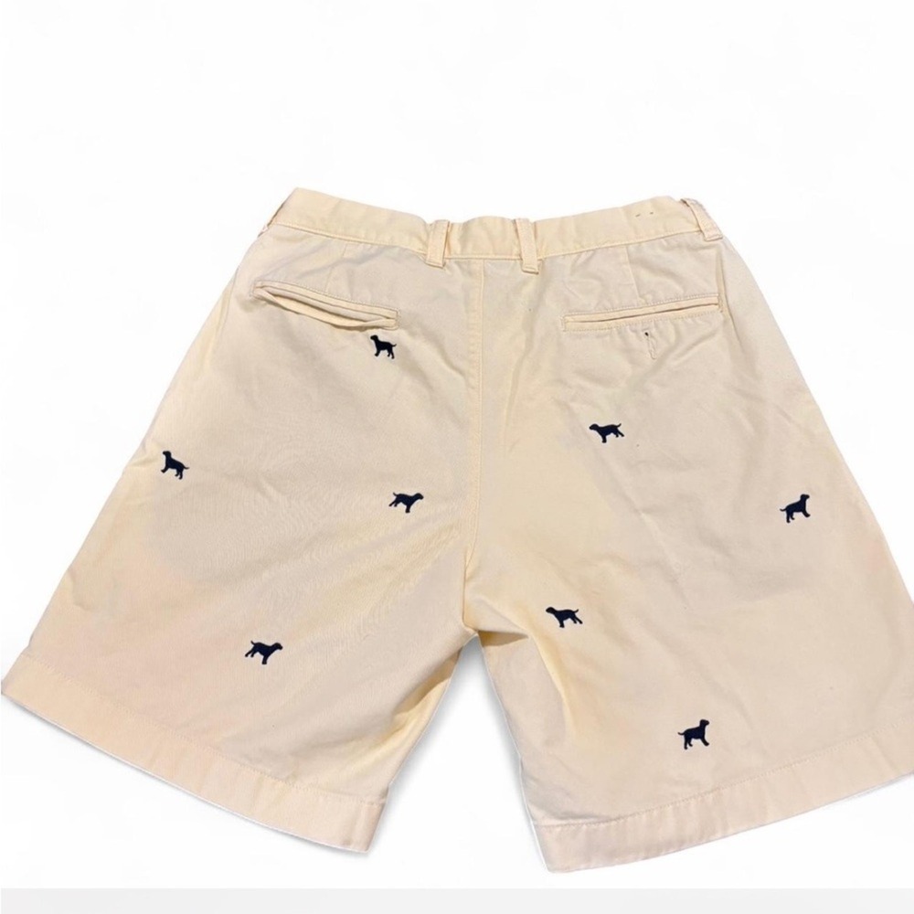 J. Crew Chino Shorts Yellow Embroidered Dog Print Men's Size 33 - Picture 2 of 5